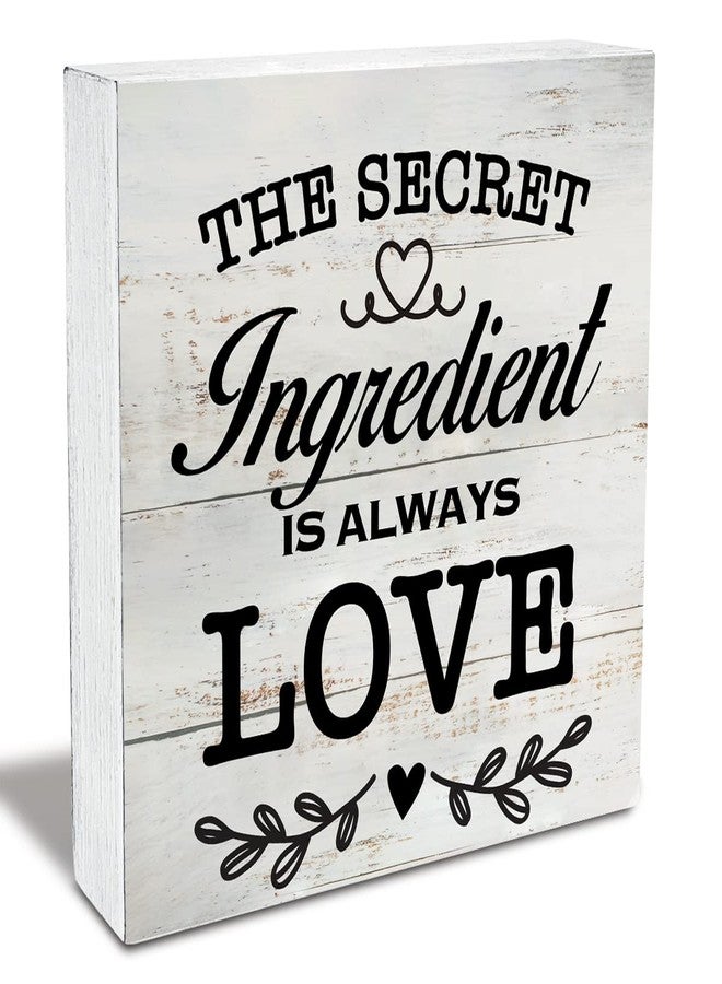 MAVOTEN Secret Ingredient is Always Love Kitchen Quote Wood Box Sign Rustic Wooden Box Sign Farmhouse Home Kitchen Desk Shelf Decor (5 X 5 Inch) - Image 1